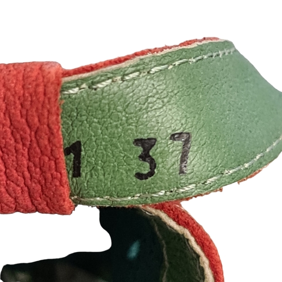 Fly London Ydel Sandals Petrol Red Perforated Leather Wedge Heel UK 4 Size 37 - Picture 12 of 14